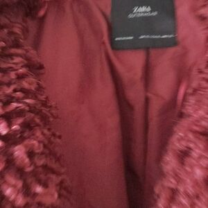 Zara Women's Deep Red Teddy Jacket